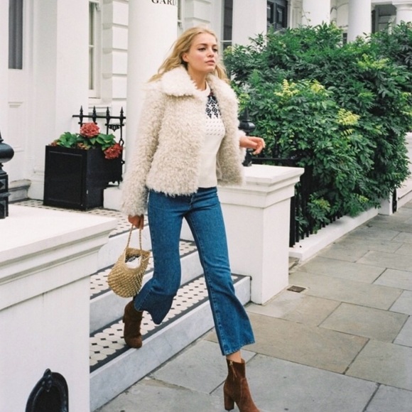 Rouje Serge Coat Faux Fur Size 36 - Picture 3 of 7